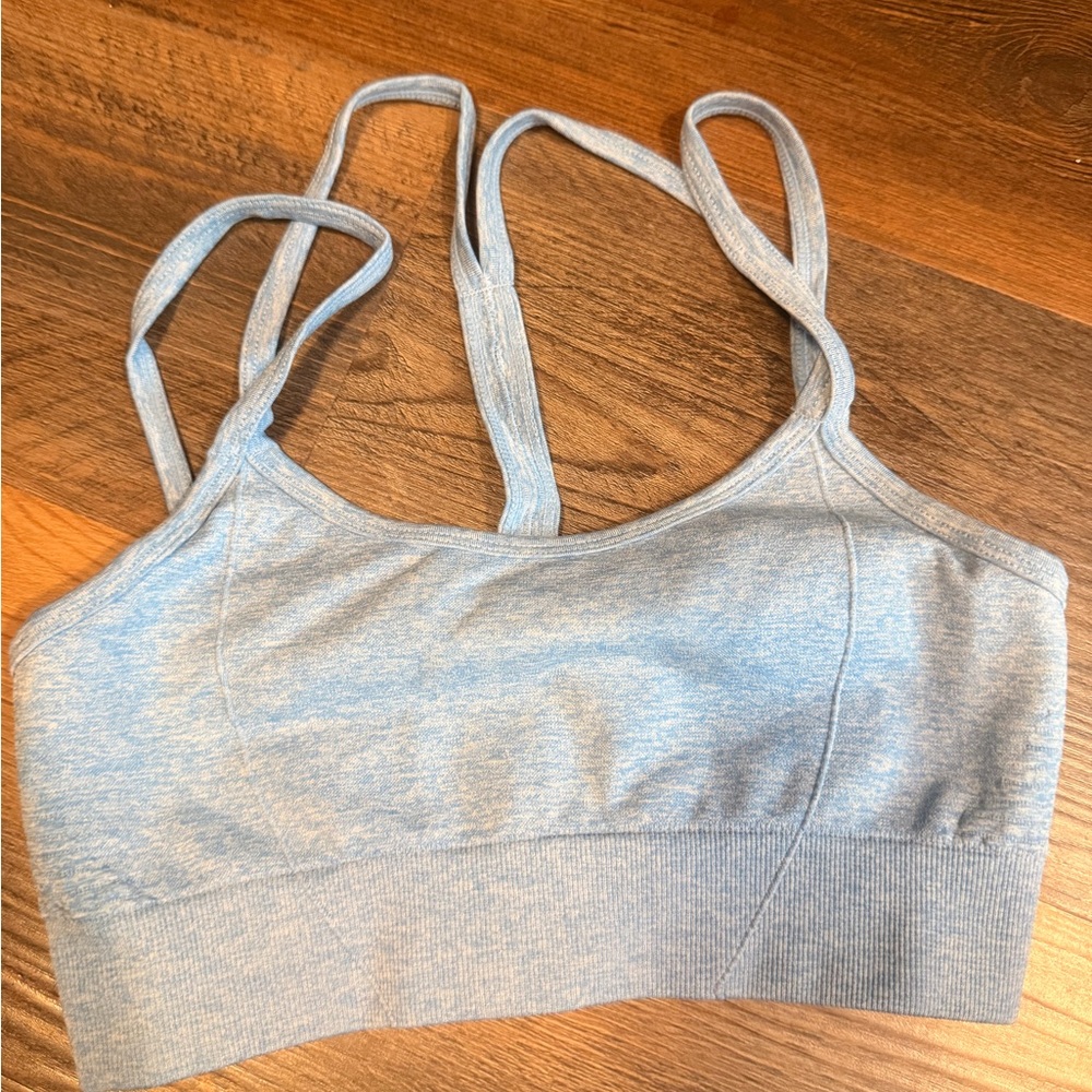 Light Blue Seamless Double-Strap Bralette